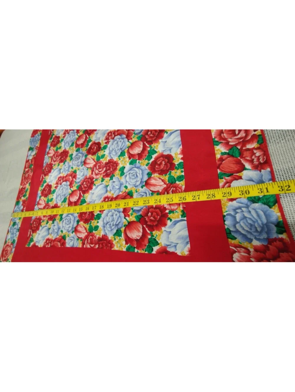 Vintage 100% Pure Silk Scarf Roses Periwinkle Red Tulips Florals Chinese Silk